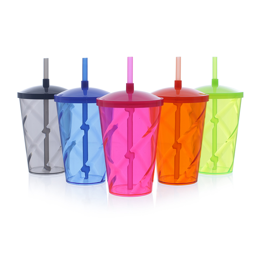Copo Espiral com Tampa e Canudo 750ml Promocional