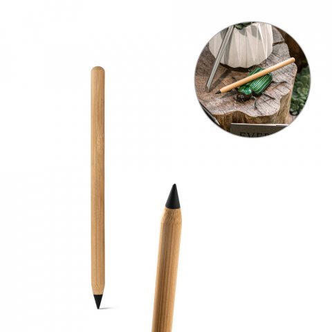 Caneta sem Tinta com Ponta de Liga Metálica em bambu Personalizável