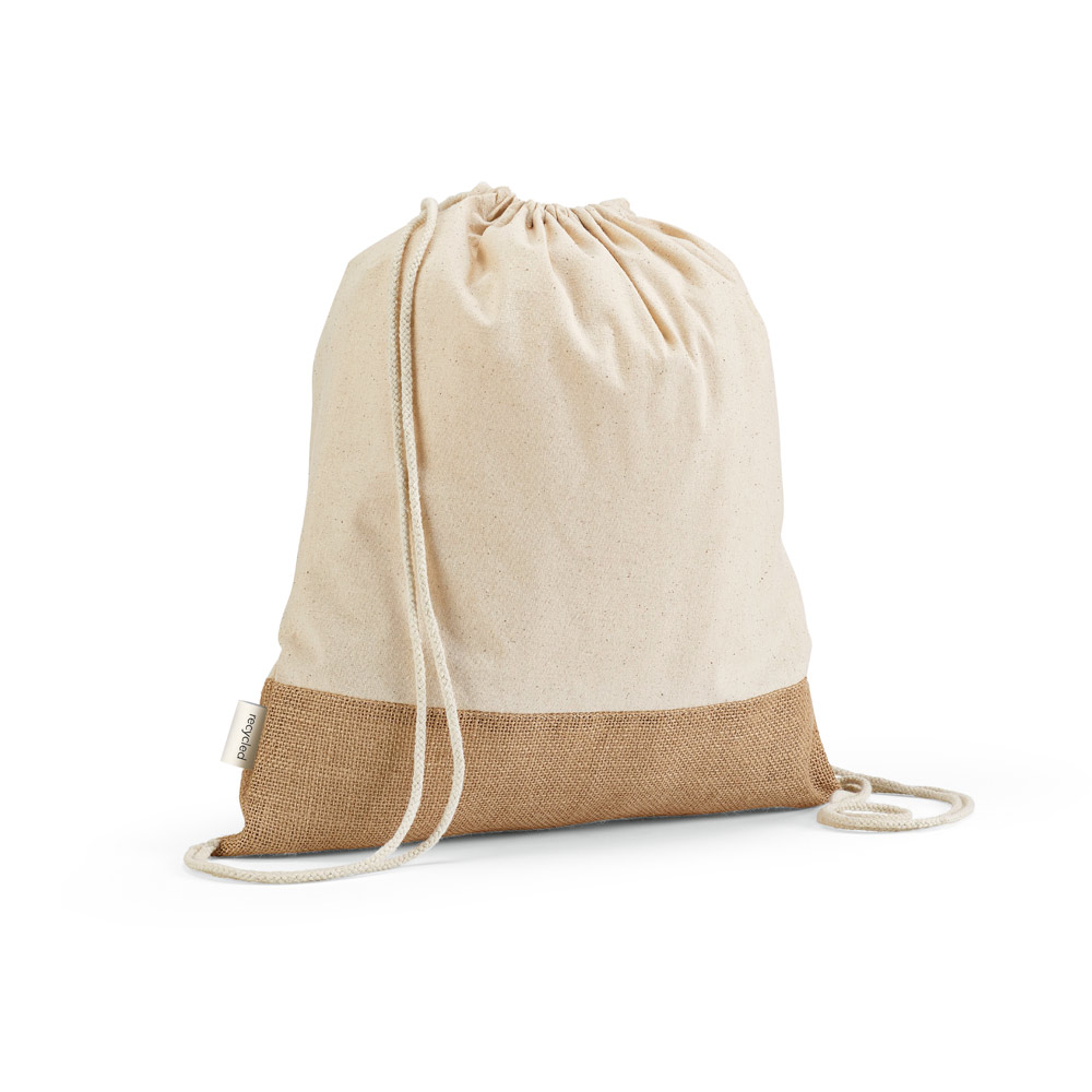 Sacola tipo Mochila em Algodão Reciclado com Base em Juta Personalizado