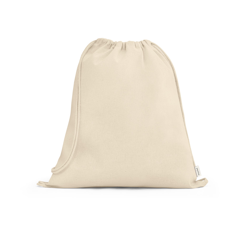 Sacola tipo Mochila em 100% Algodão Reciclado Promocional