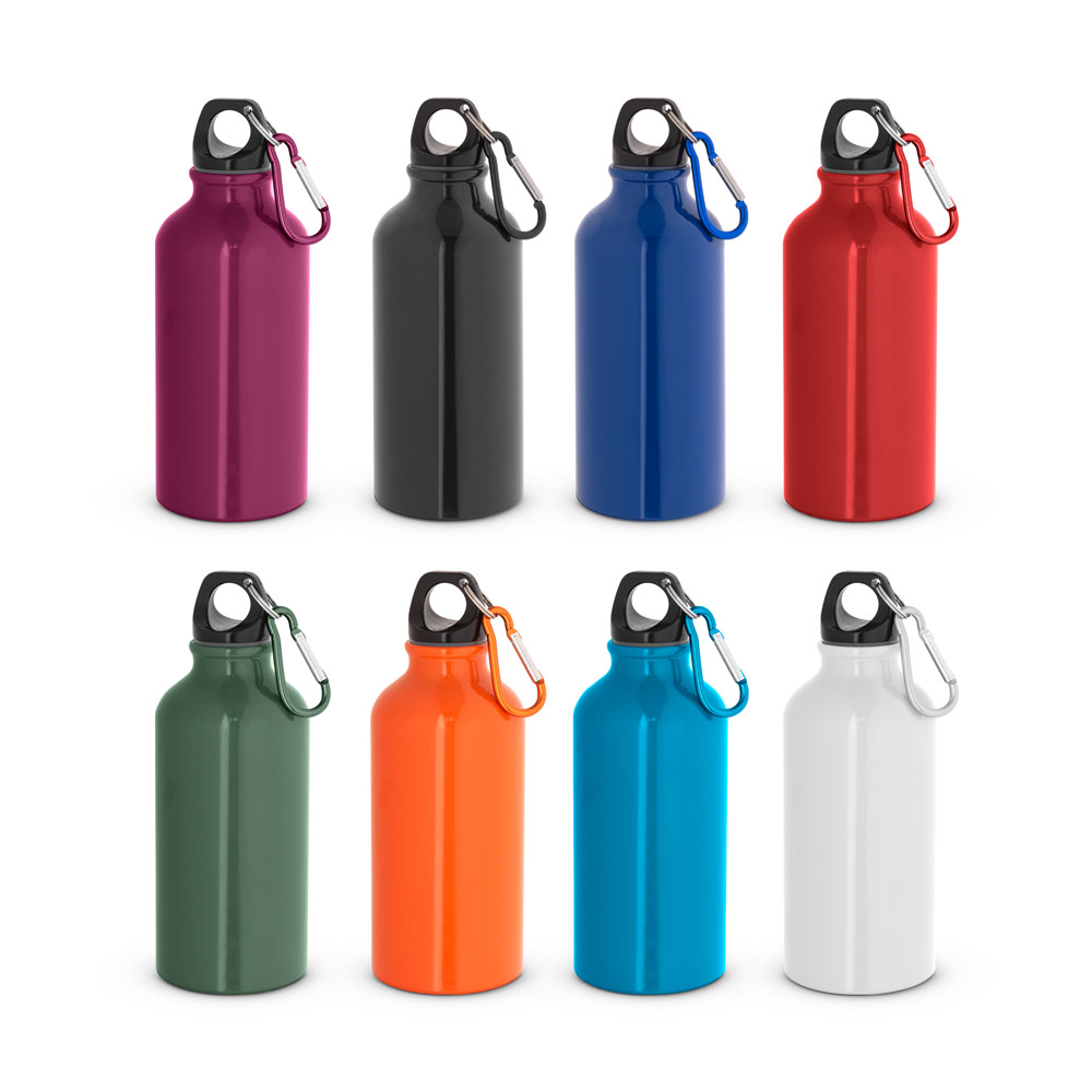 Garrafa esportiva em alumínio com mosquetão 400ml Promocional
