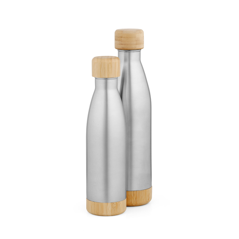 Garrafa em aço inox com tampa de bambu para Brindes - segunda imagem