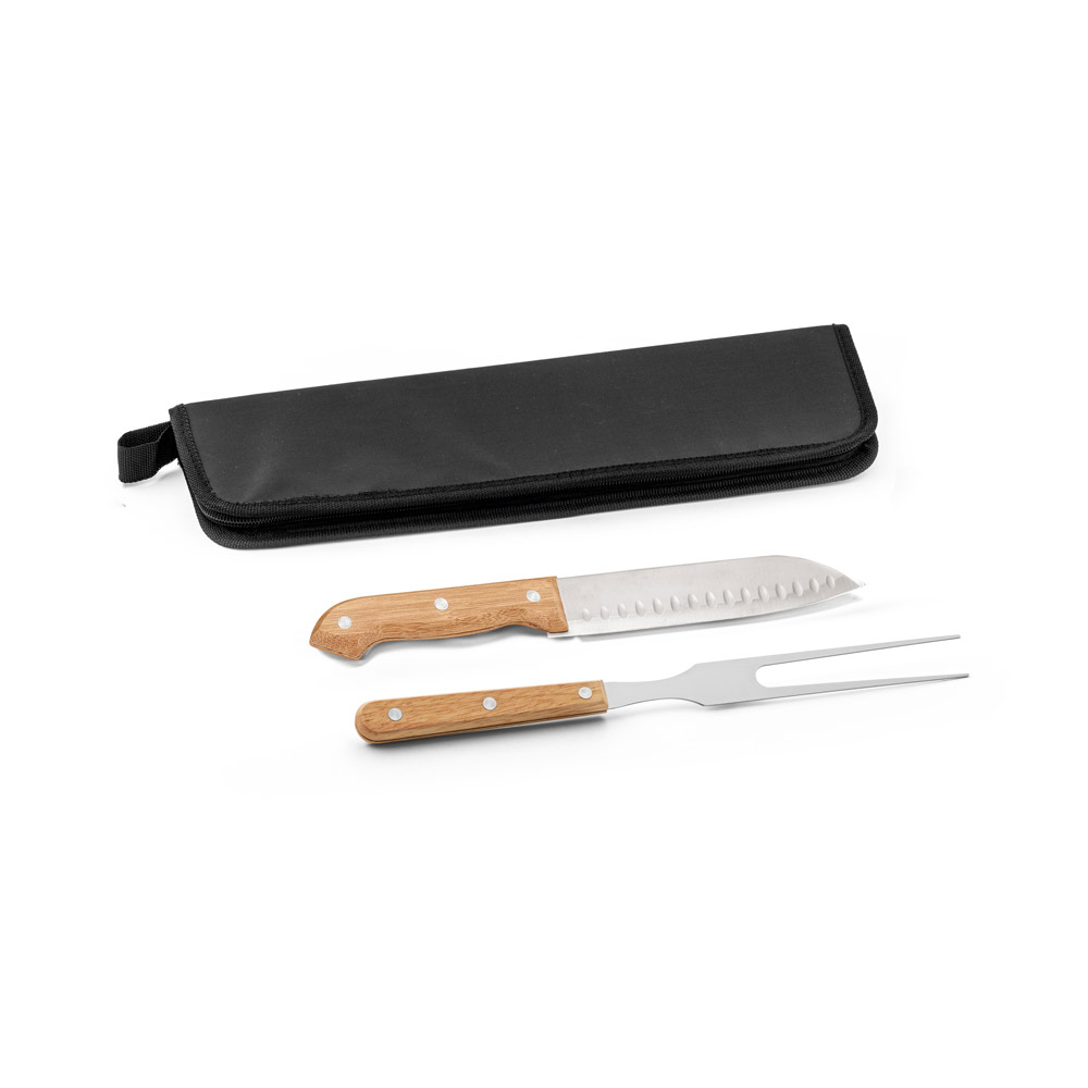 Kit churrasco com estojo em 210D com 2 peças para Personalização