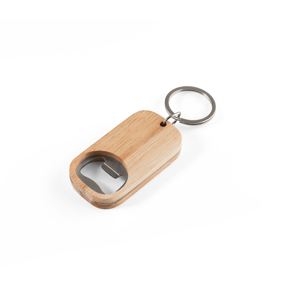 Chaveiro Abridor de garrafas em aço inox e bambu para Brindes - segunda imagem
