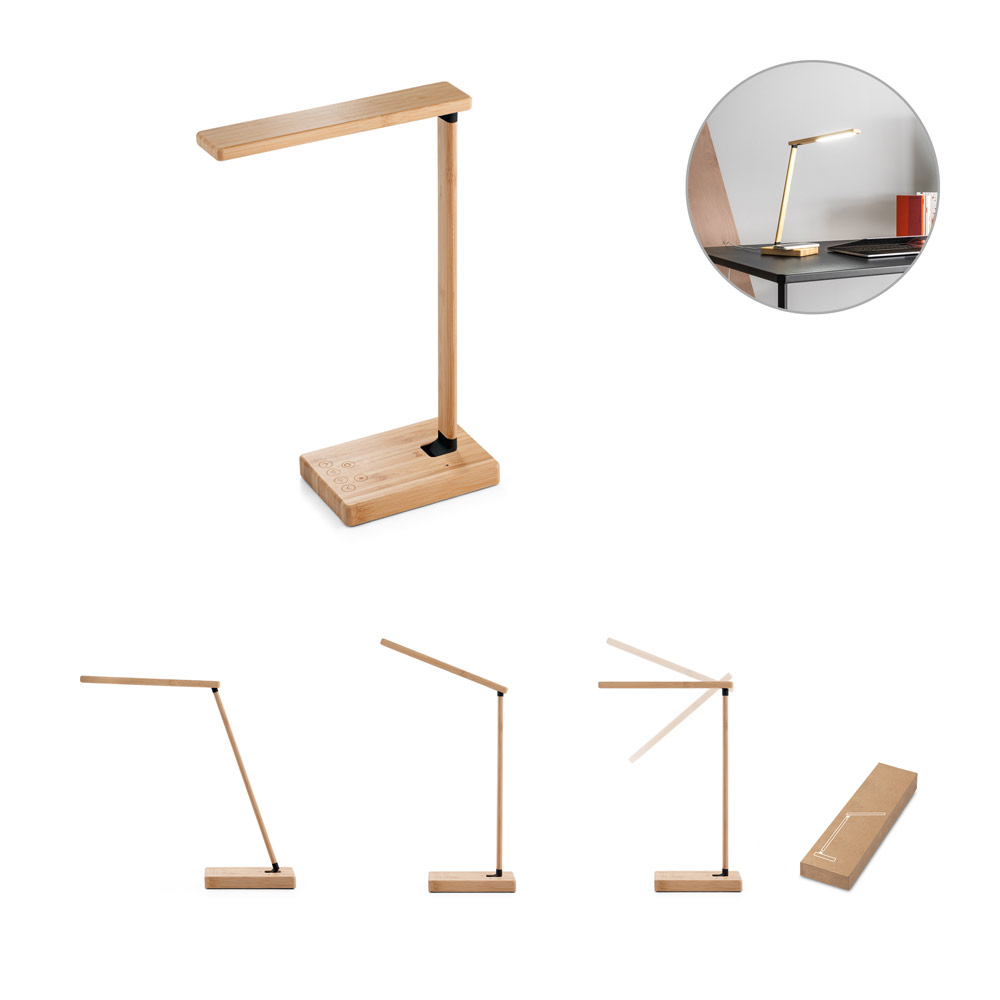 Luminária em bambu com carregador wireless Personalizado