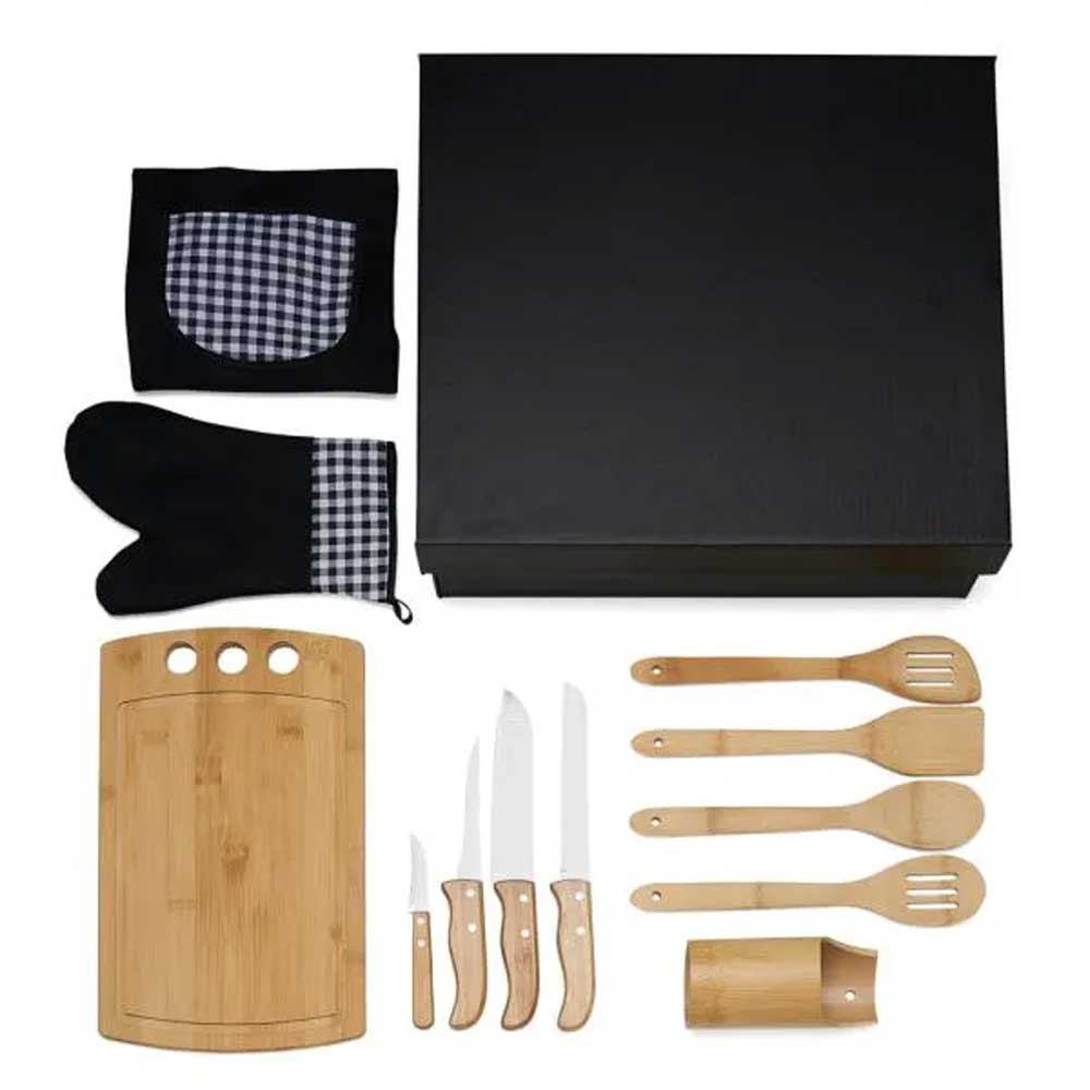 Kit Gourmet Com Tábua, Facas, Colheres - 13 Peças para Brindes - segunda imagem