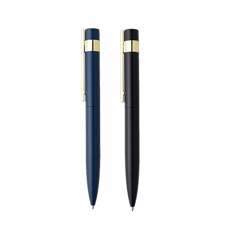 Caneta Esferográfica de Alumínio - Azul e Preto