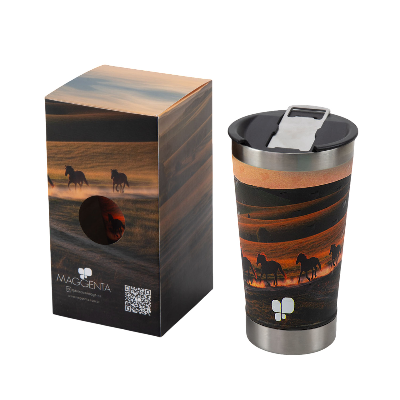 Copo Térmico 500ml com Abridor Personalizado com Gravação UV 360°