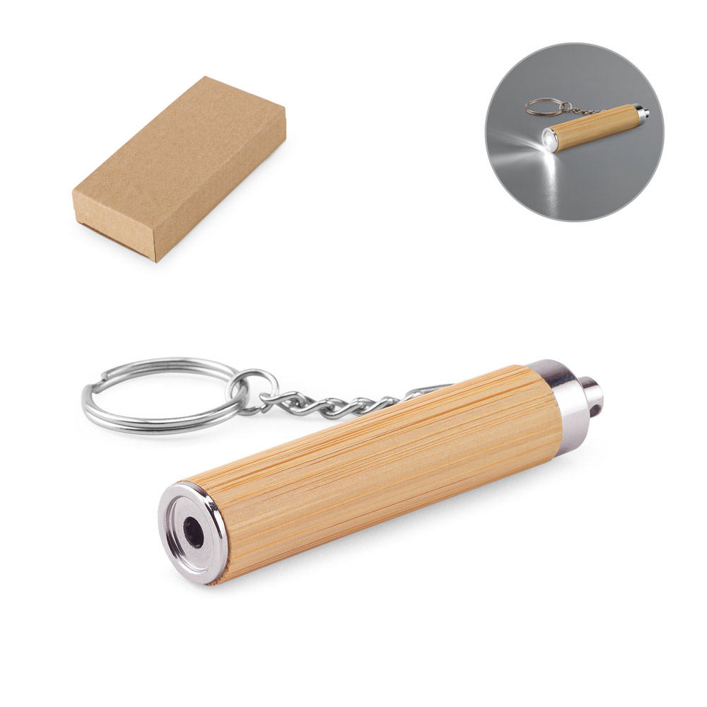 Chaveiro em Bambu com Lanterna LED