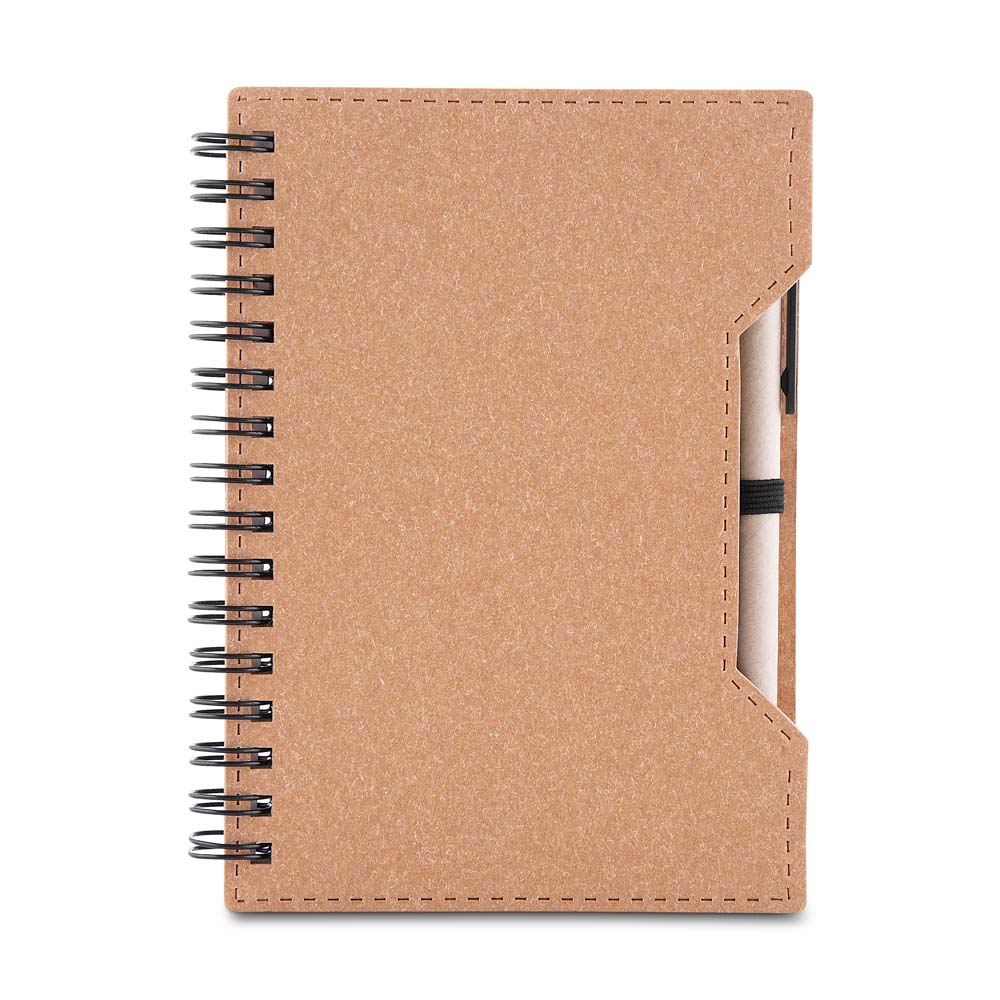 Caderno A6 capa em papelão reciclado com caneta - segunda imagem