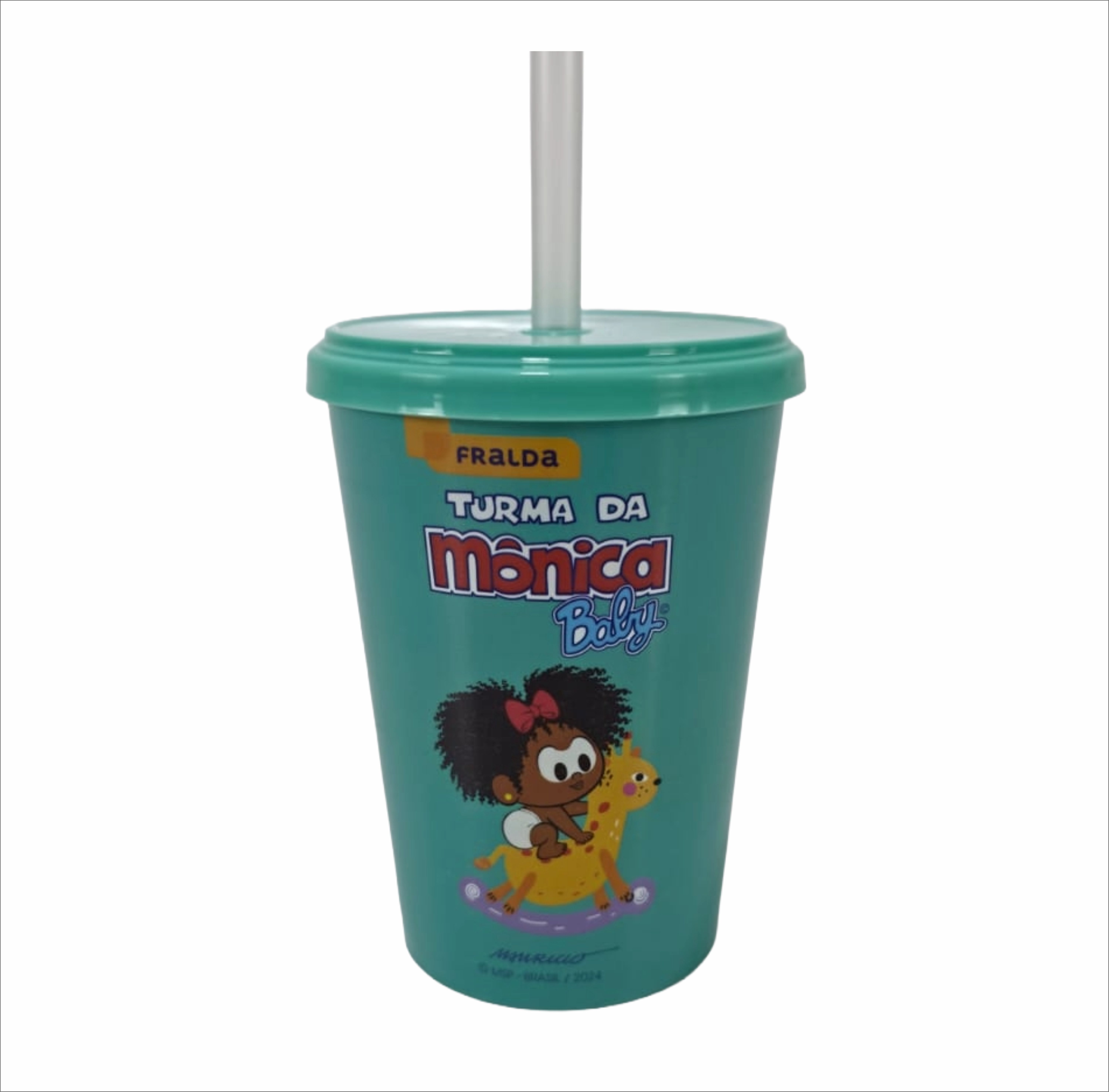Copo Plástico In Mold Label com Tampa e Canudo 350ml - segunda imagem