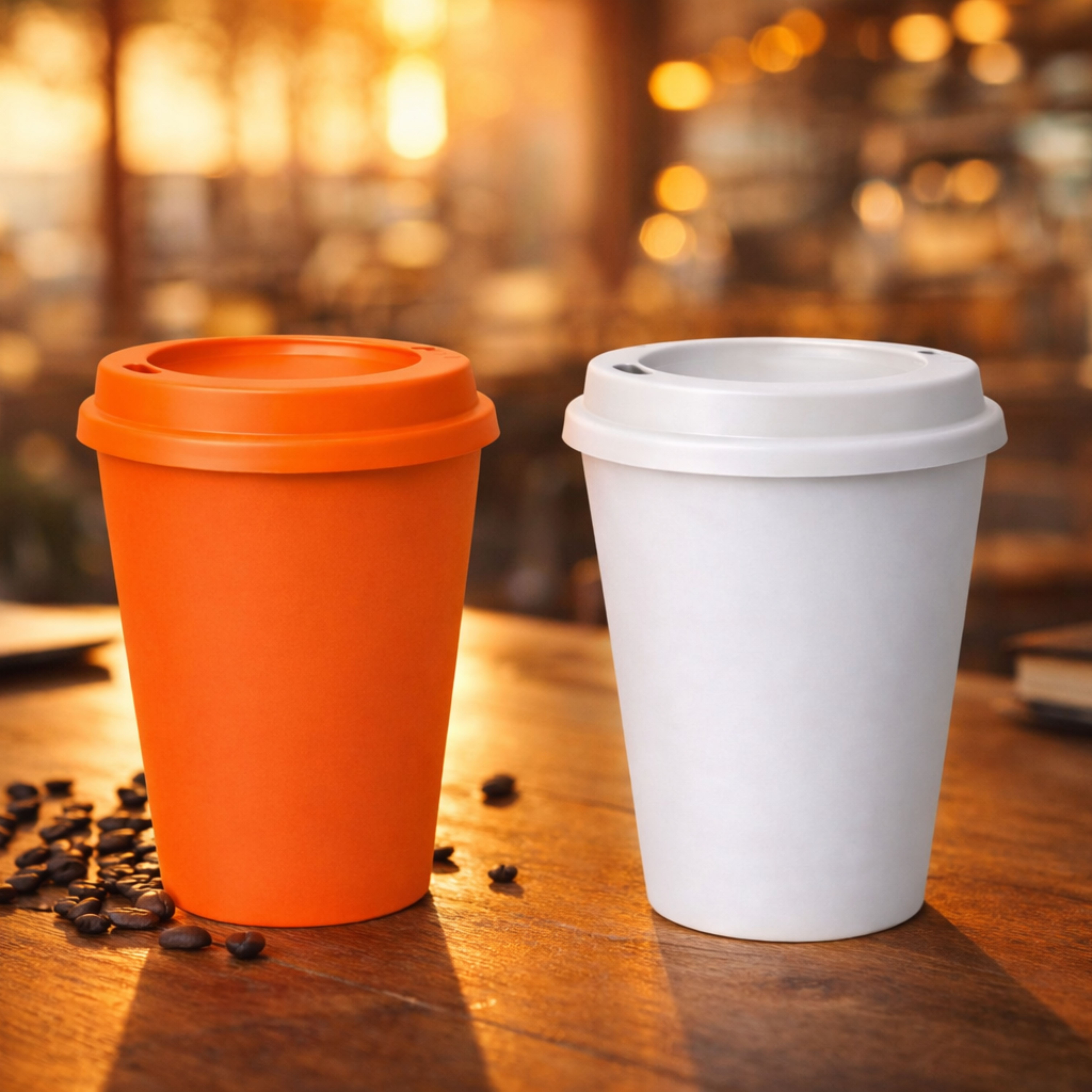 Copo Plástico com Tampa de Café 350ml