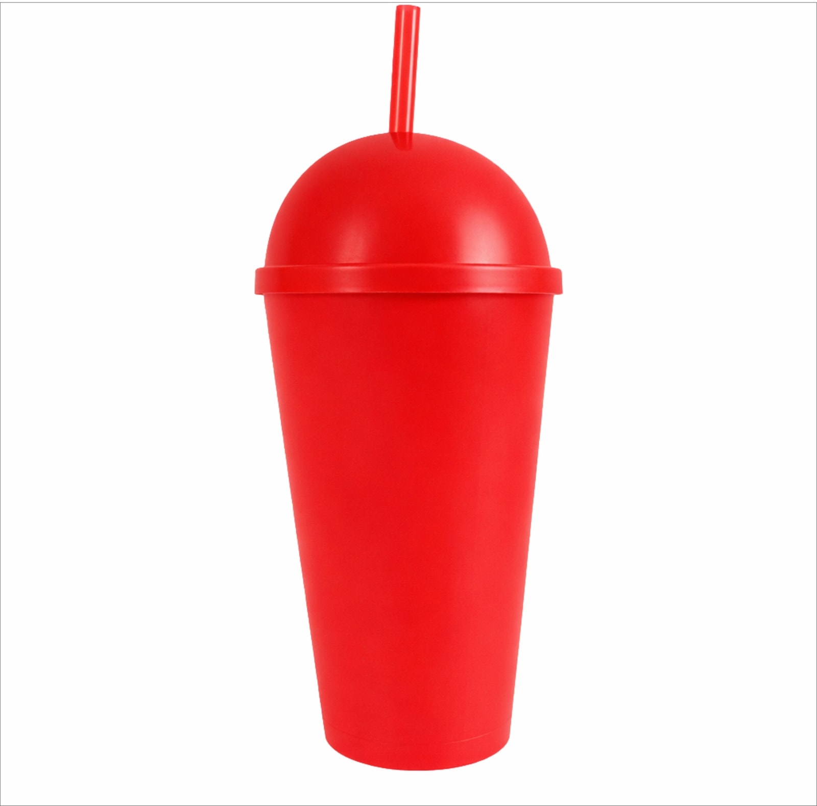 Copo Plástico com Tampa Bola e Canudo 550ml