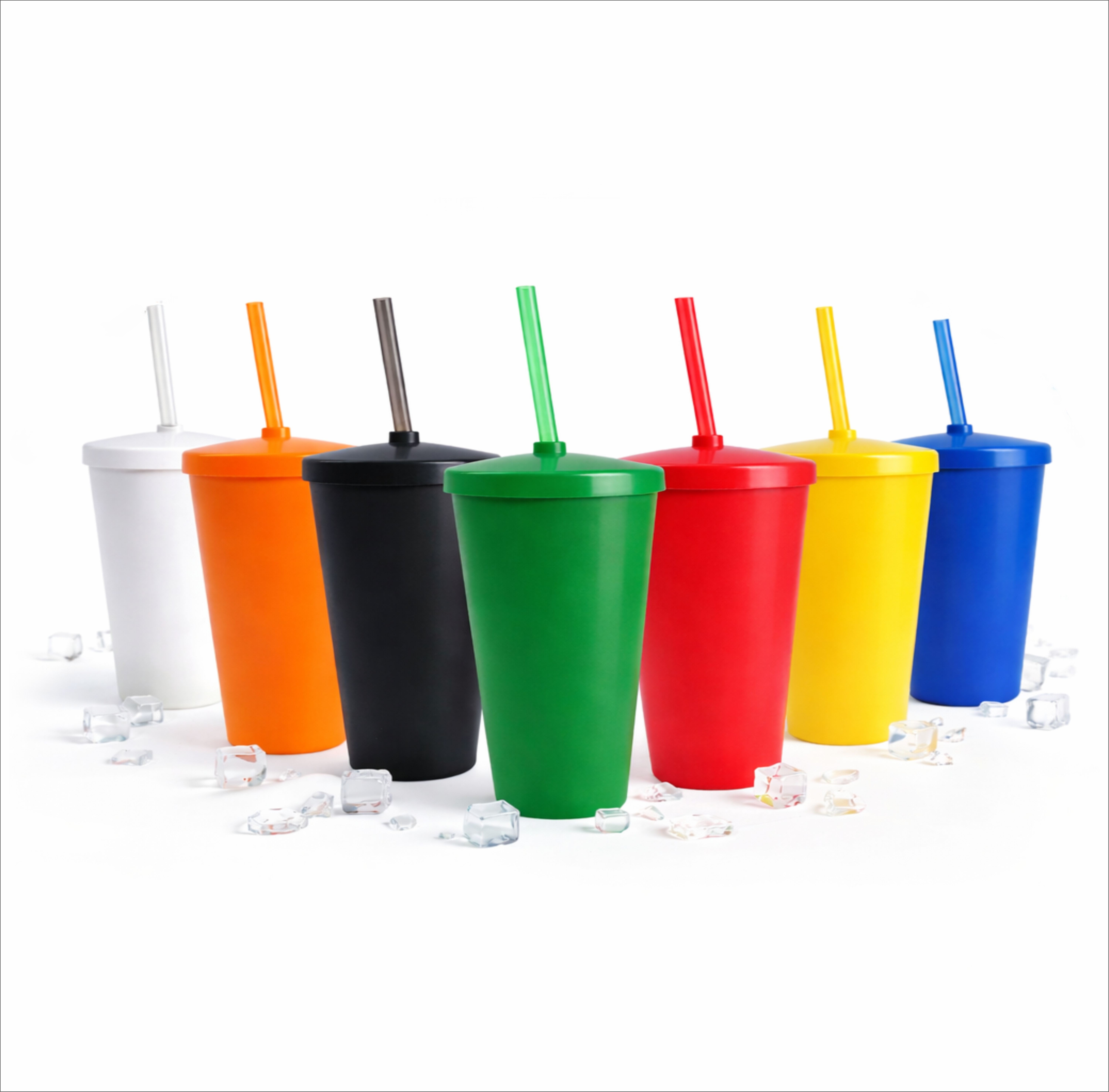 Copo Plástico com Tampa e Canudo 550ml